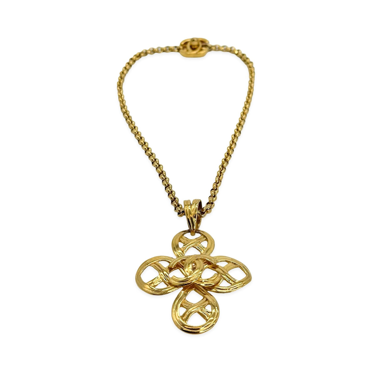 CC Twist Lock Woven Pendant Necklace