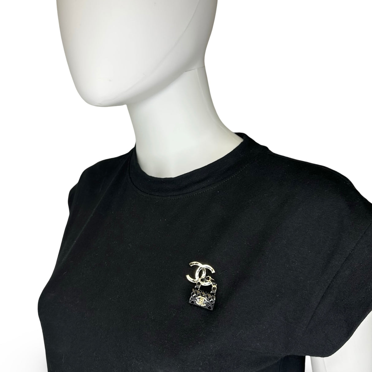 CHANEL: Enamel CC Quilted Flap Brooch