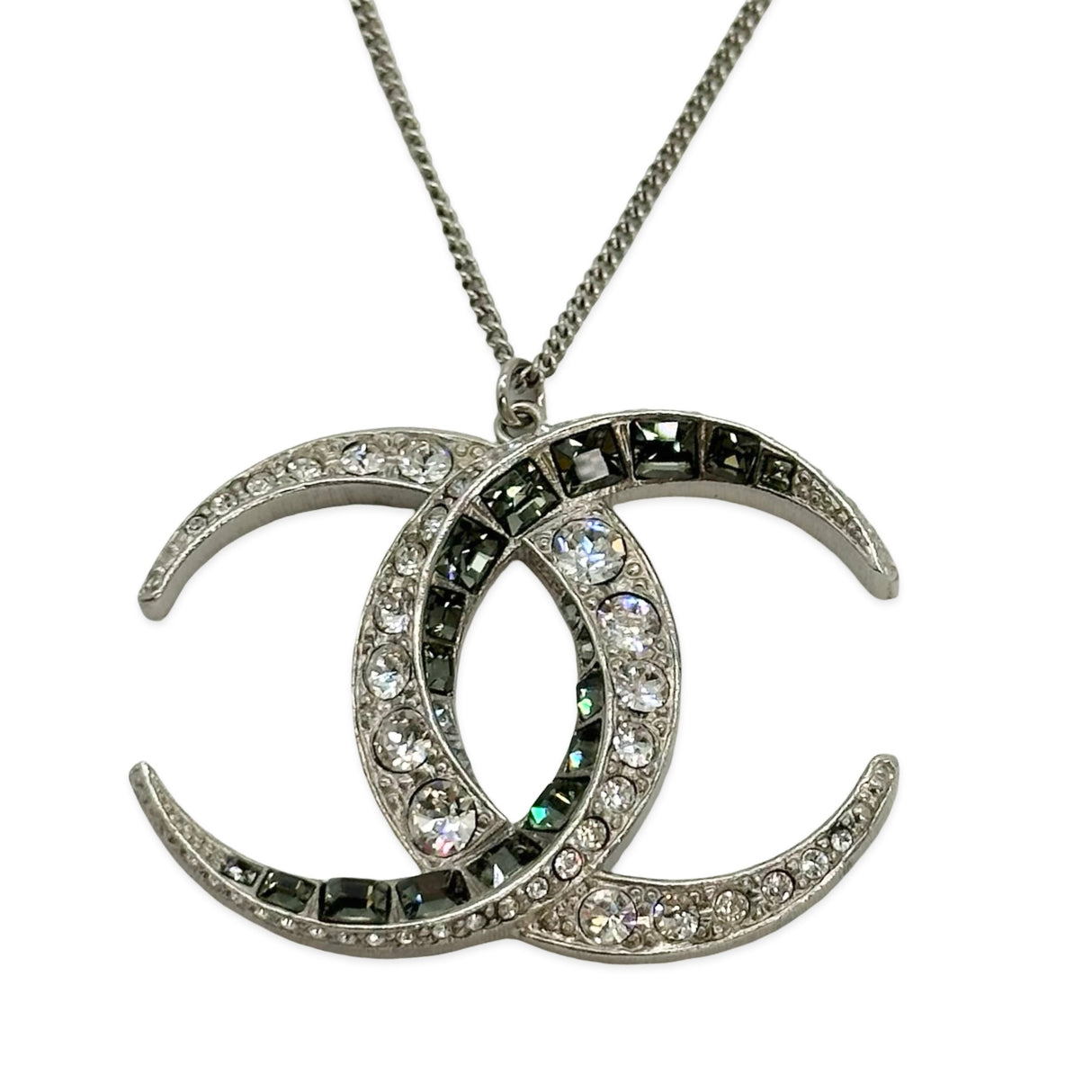 CHANEL: Baguette Crystal CC Dubai Moon Pendant Necklace