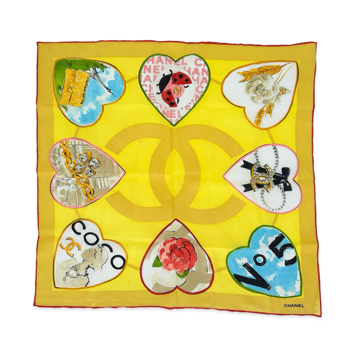CHANEL: Silk Coco Hearts Scarf