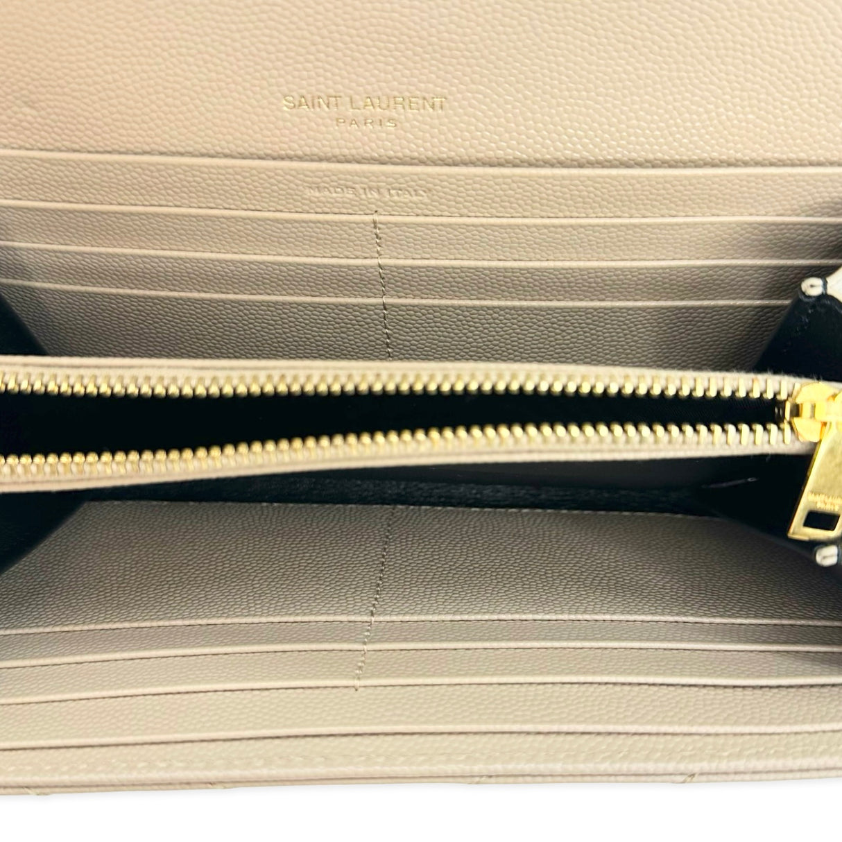 SAINT LAURENT: Quilted Grain de Poudre Cassandre Large Flap Wallet