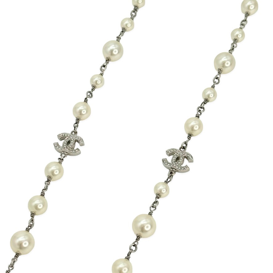 CHANEL: Crystal CC Beaded Long Necklace