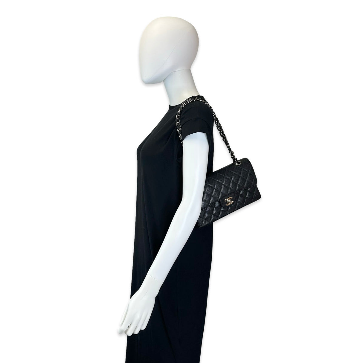 CHANEL: Quilted Caviar Small Classic Double Flap