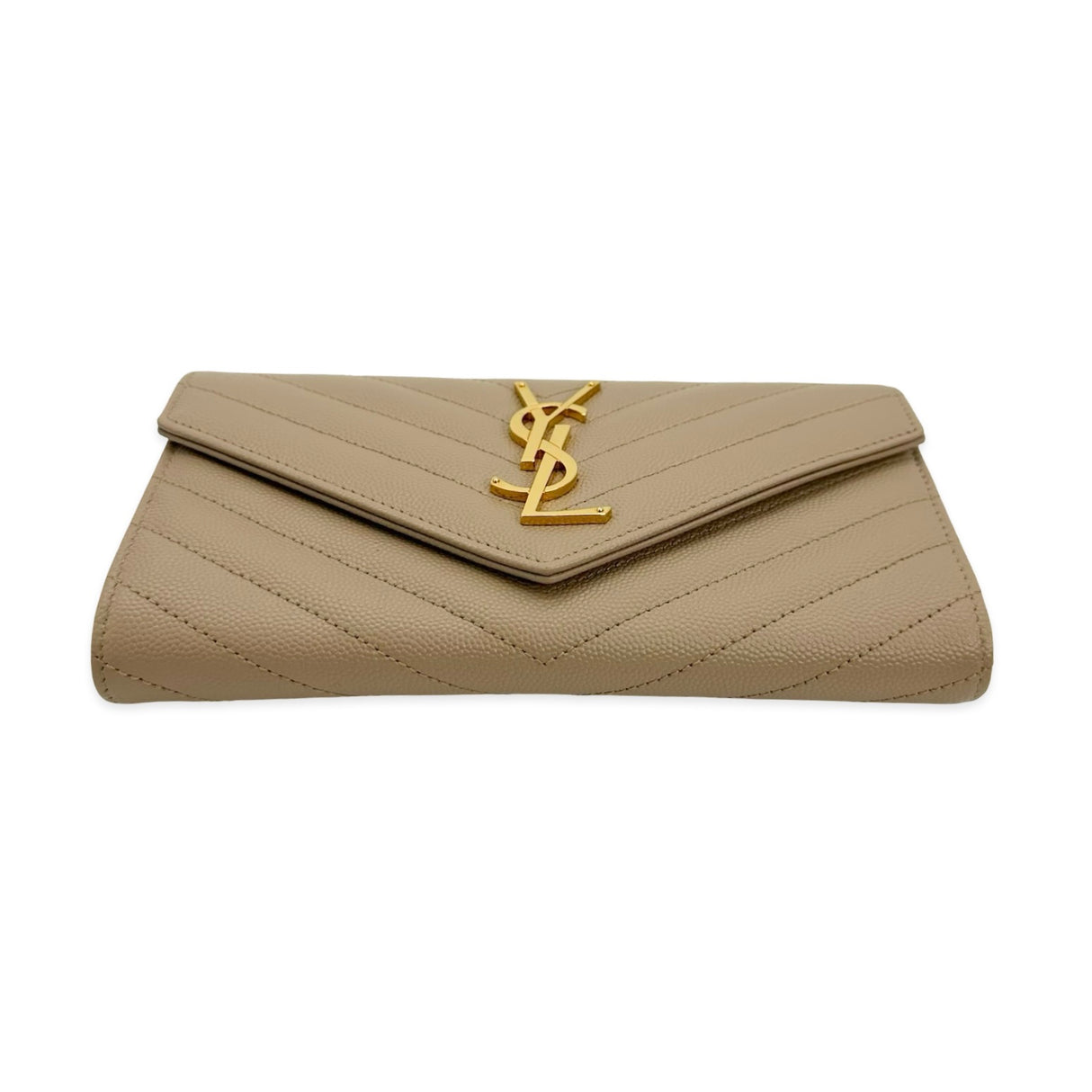 SAINT LAURENT: Quilted Grain de Poudre Cassandre Large Flap Wallet