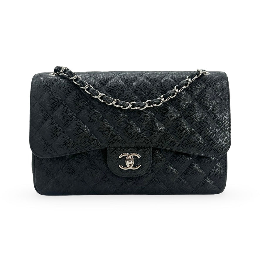 CHANEL: Quilted Caviar Jumbo Classic Double Flap
