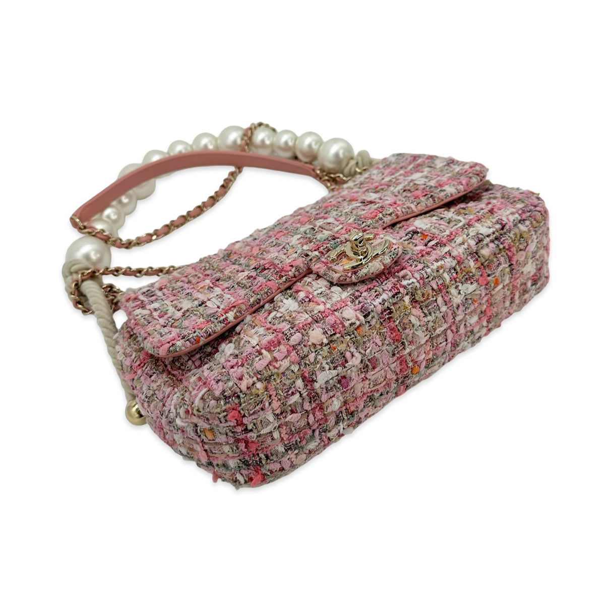 Tweed Pearl Handle Flap Bag
