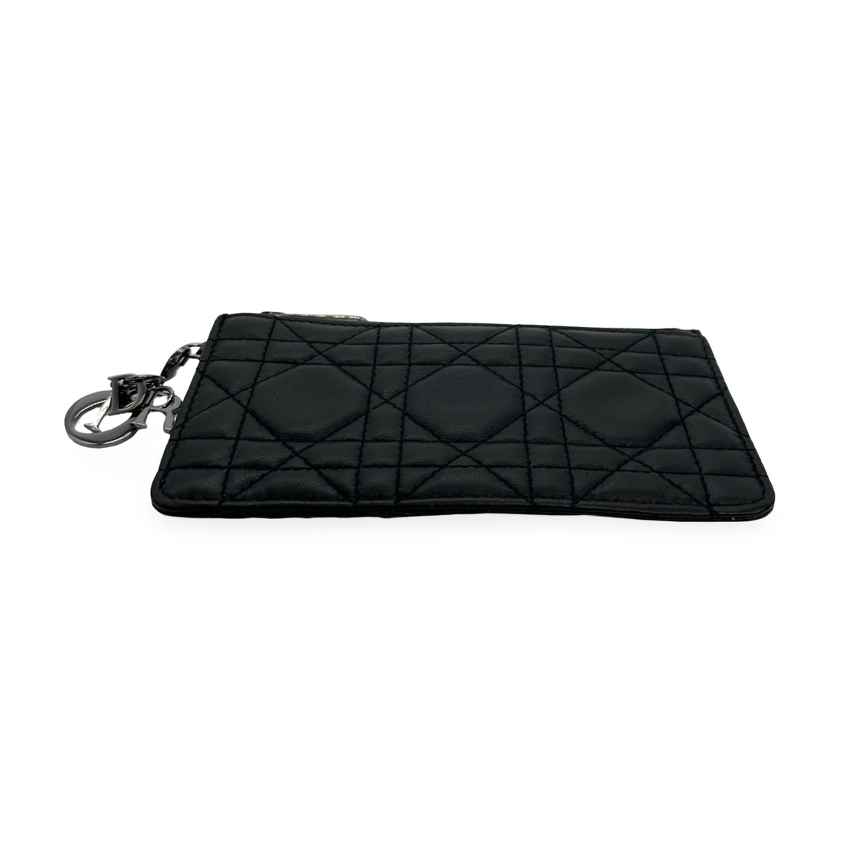 CHRISTIAN DIOR: Cannage Lady Dior Zip Card Holder