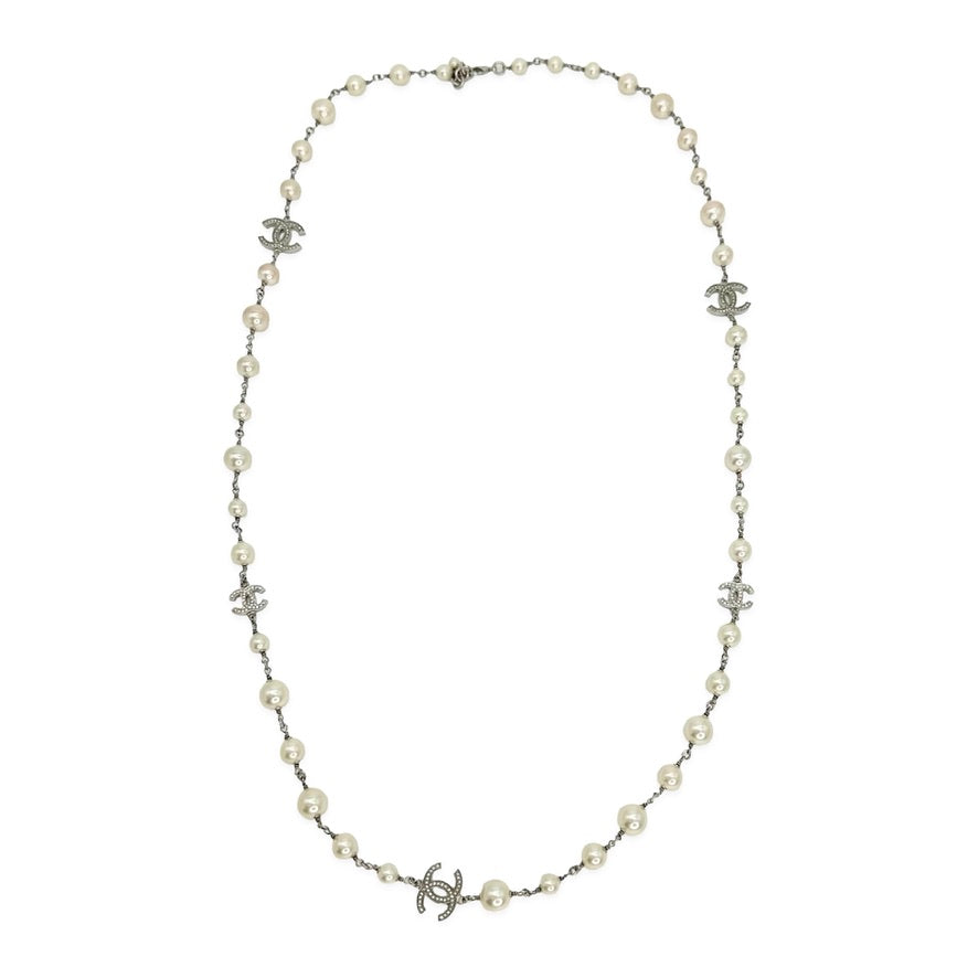 CHANEL: Crystal CC Beaded Long Necklace
