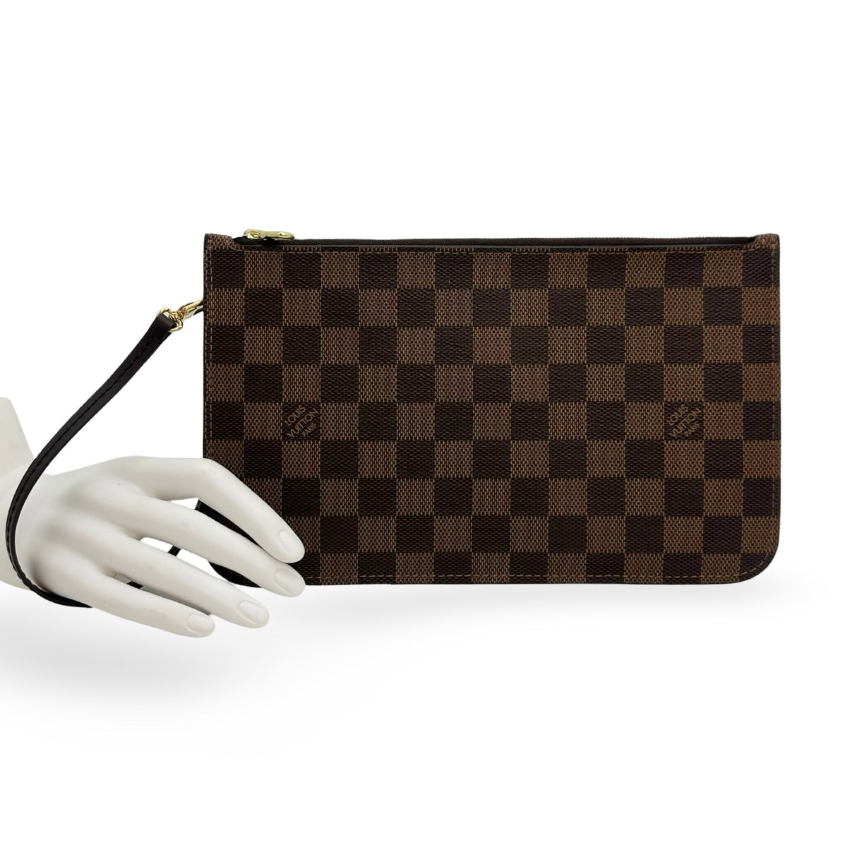 LOUIS VUITTON: Damier Ebene Neverfull Pochette