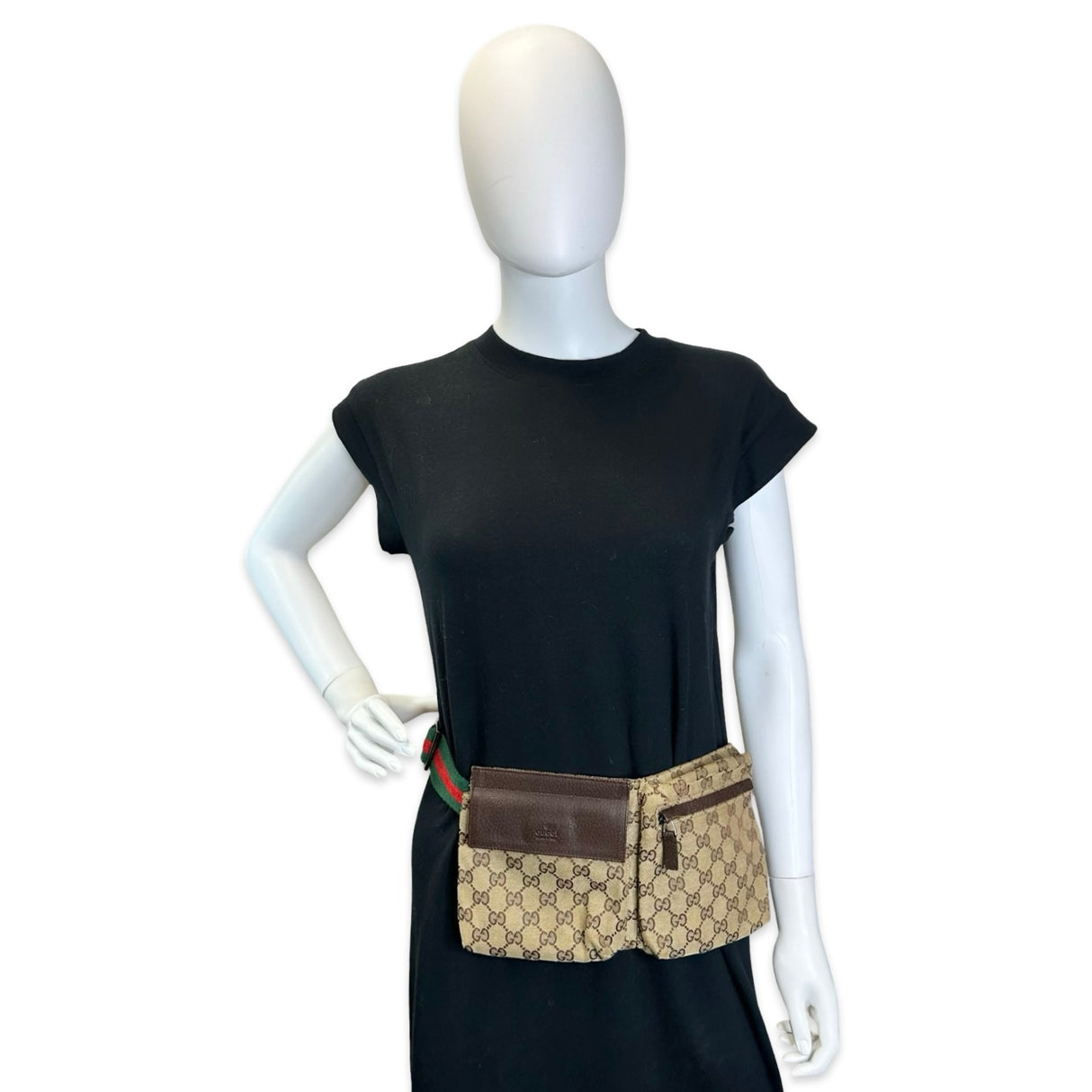 GG Canvas Double Pocket Belt Bag