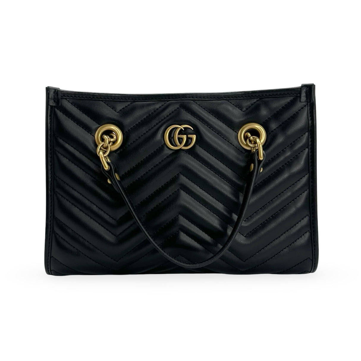 GUCCI: Quilted Leather GG Marmont Small Tote