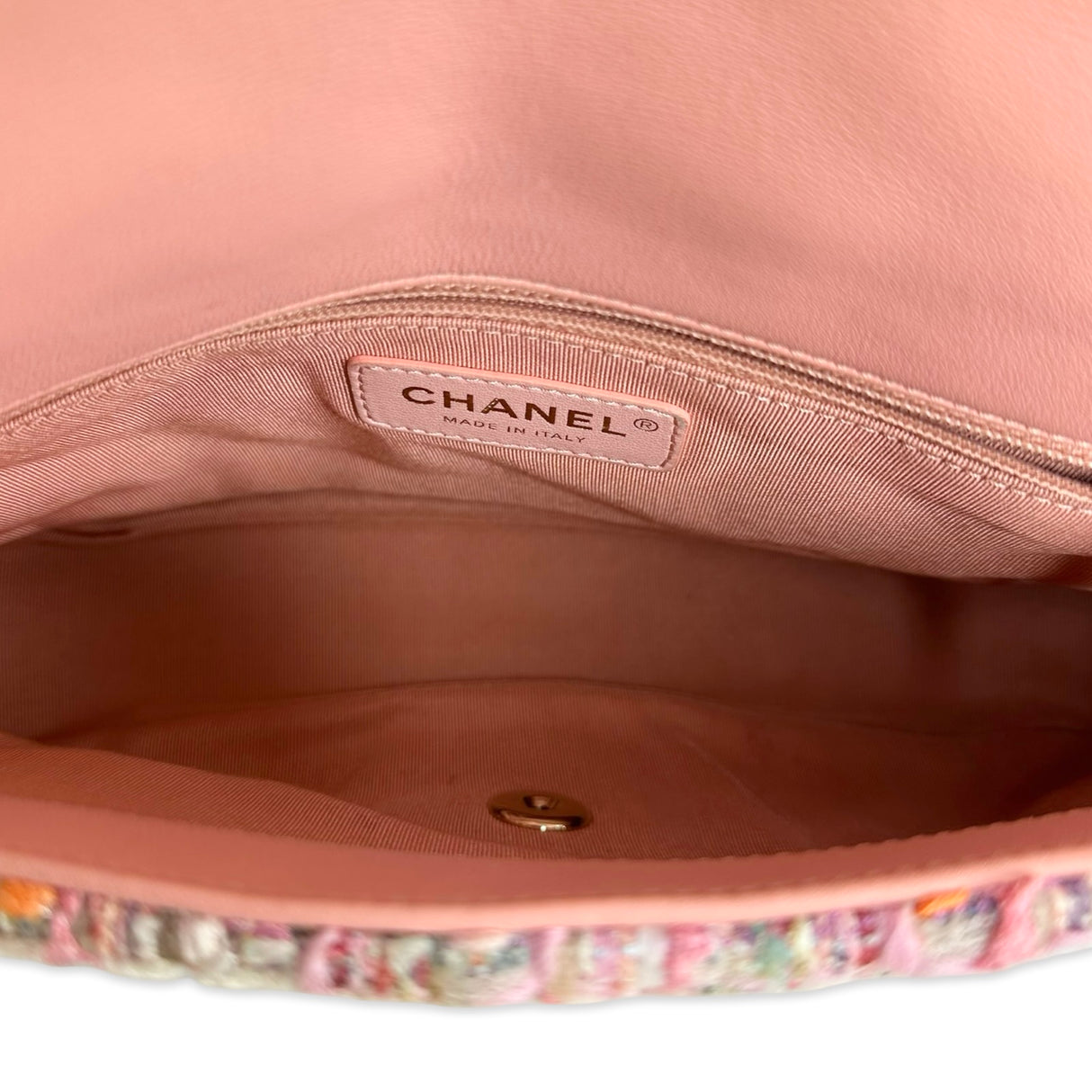 Tweed Pearl Handle Flap Bag