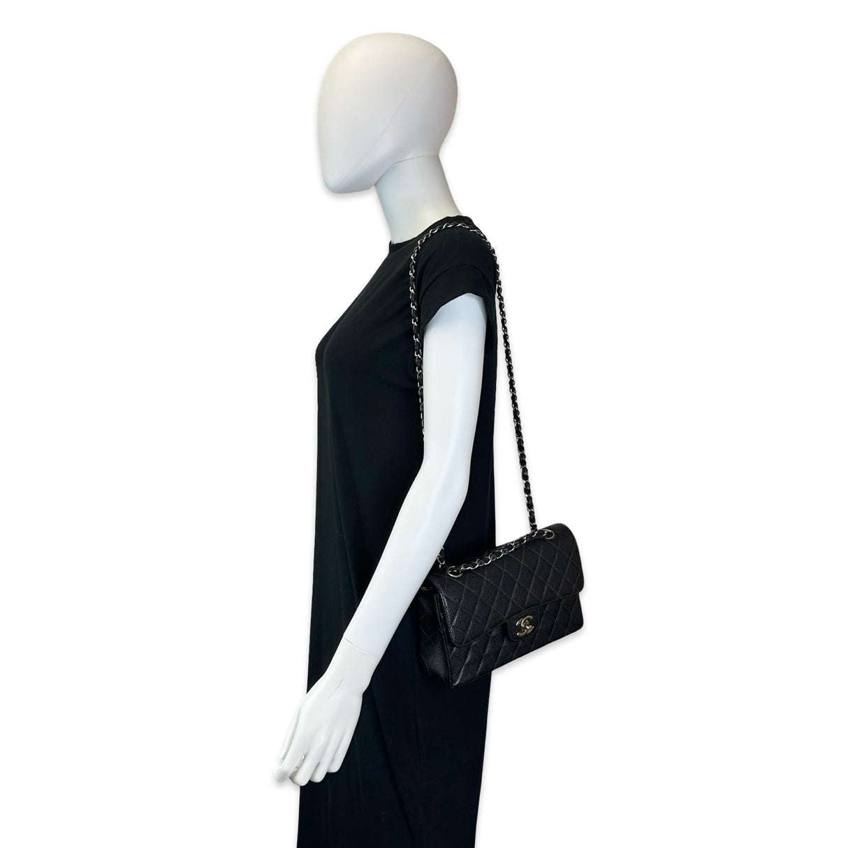 CHANEL: Quilted Caviar Small Classic Double Flap