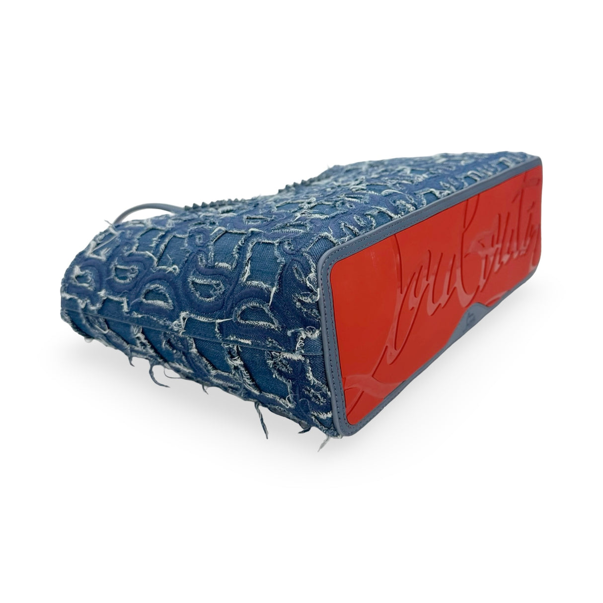 CHRISTIAN LOUBOUTIN: Denim Embroidered Spiked Cabata Tote