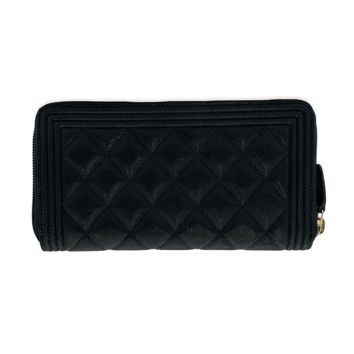 Quilted Caviar Boy Long Zip Wallet