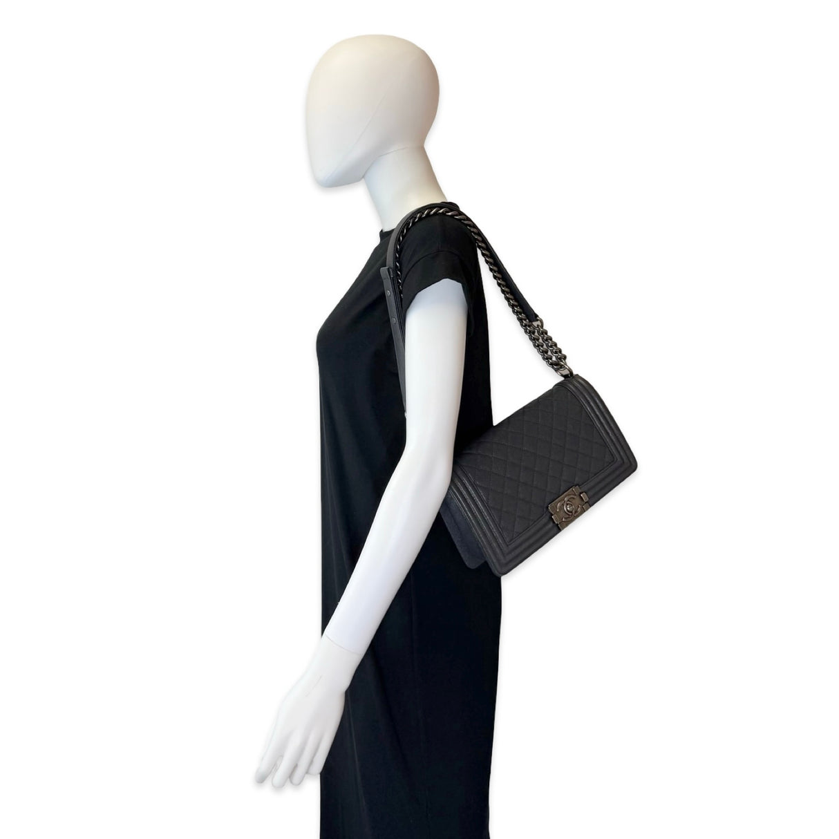 Quilted Caviar Old Medium Boy Bag