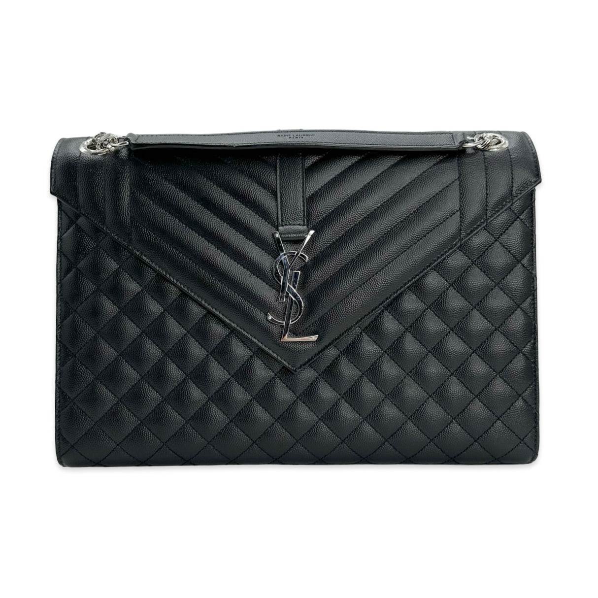 SAINT LAURENT: Triquilt Grain de Poudre Large Envelope Flap Bag