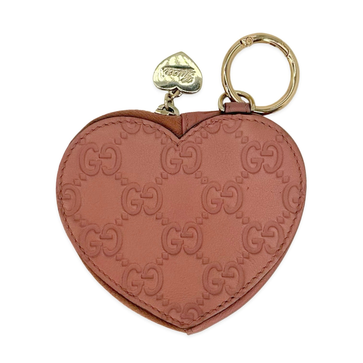 GUCCI: Microguccissima Heart Zip Coin Purse Key Pouch
