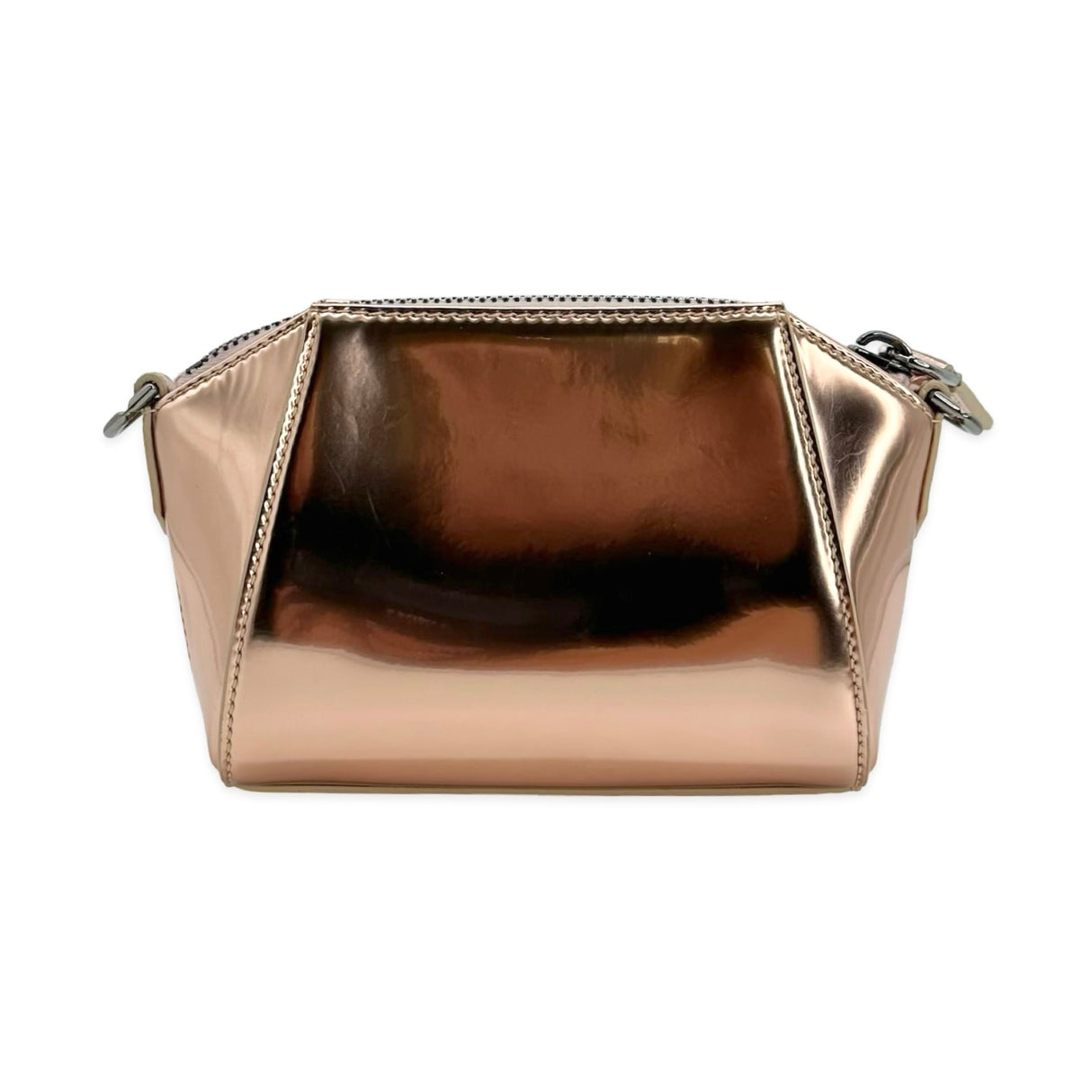 GIVENCHY: Metallic Calfskin Nano Antigona Crossbody Bag