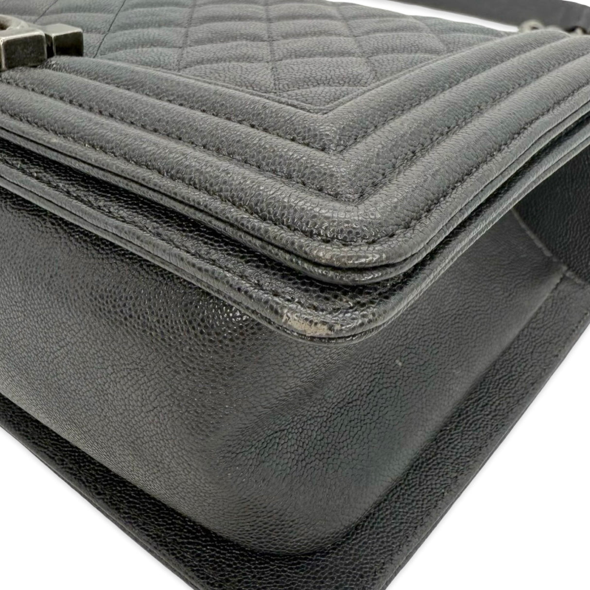 Quilted Caviar Old Medium Boy Bag