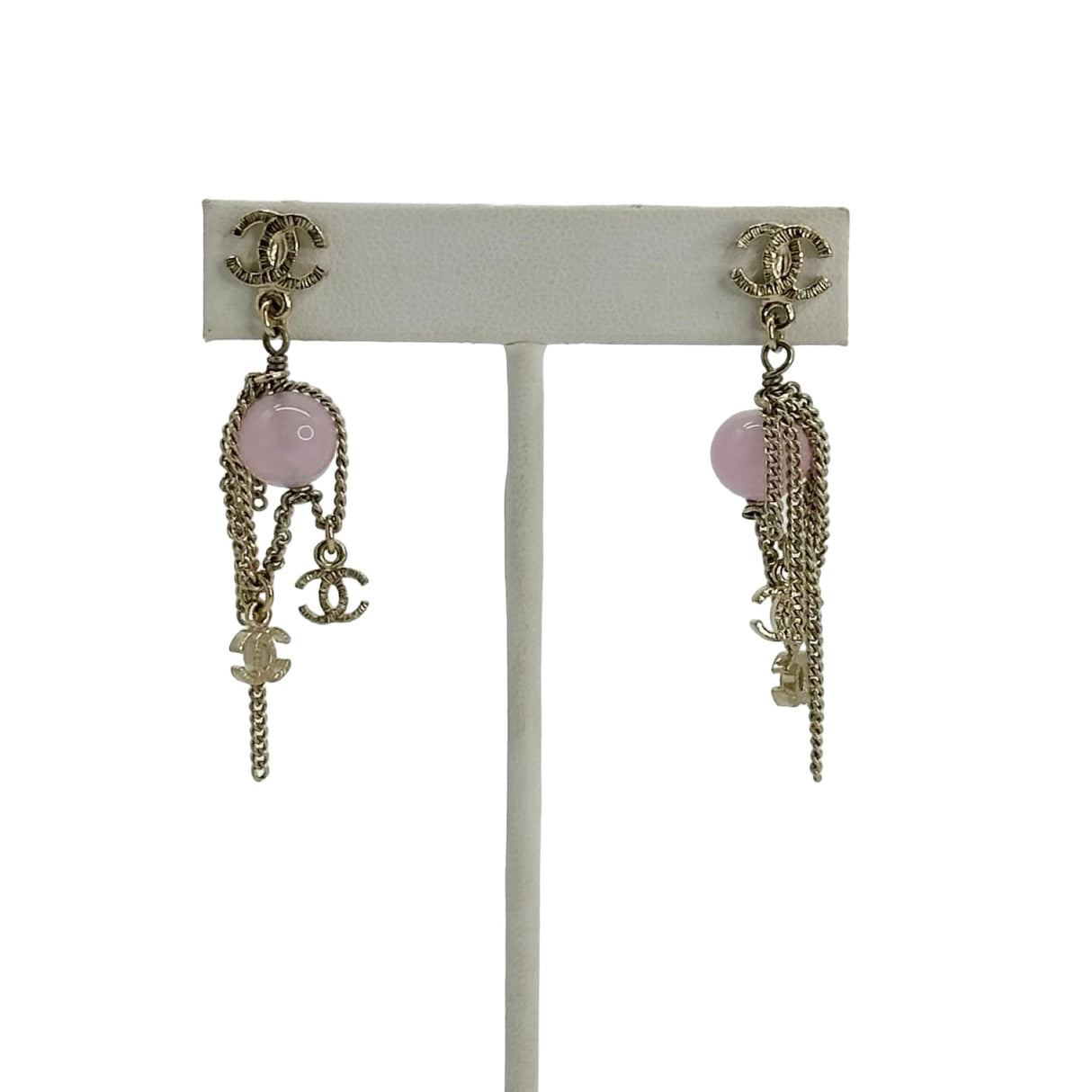 CHANEL: CC Bead Chain Drop Earrings