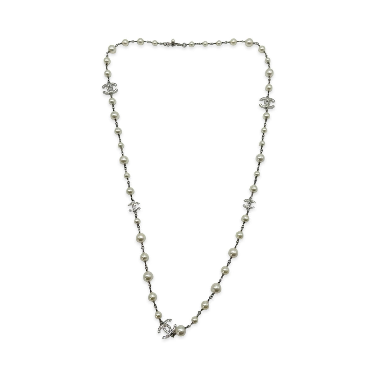 CHANEL: Crystal CC Beaded Long Necklace