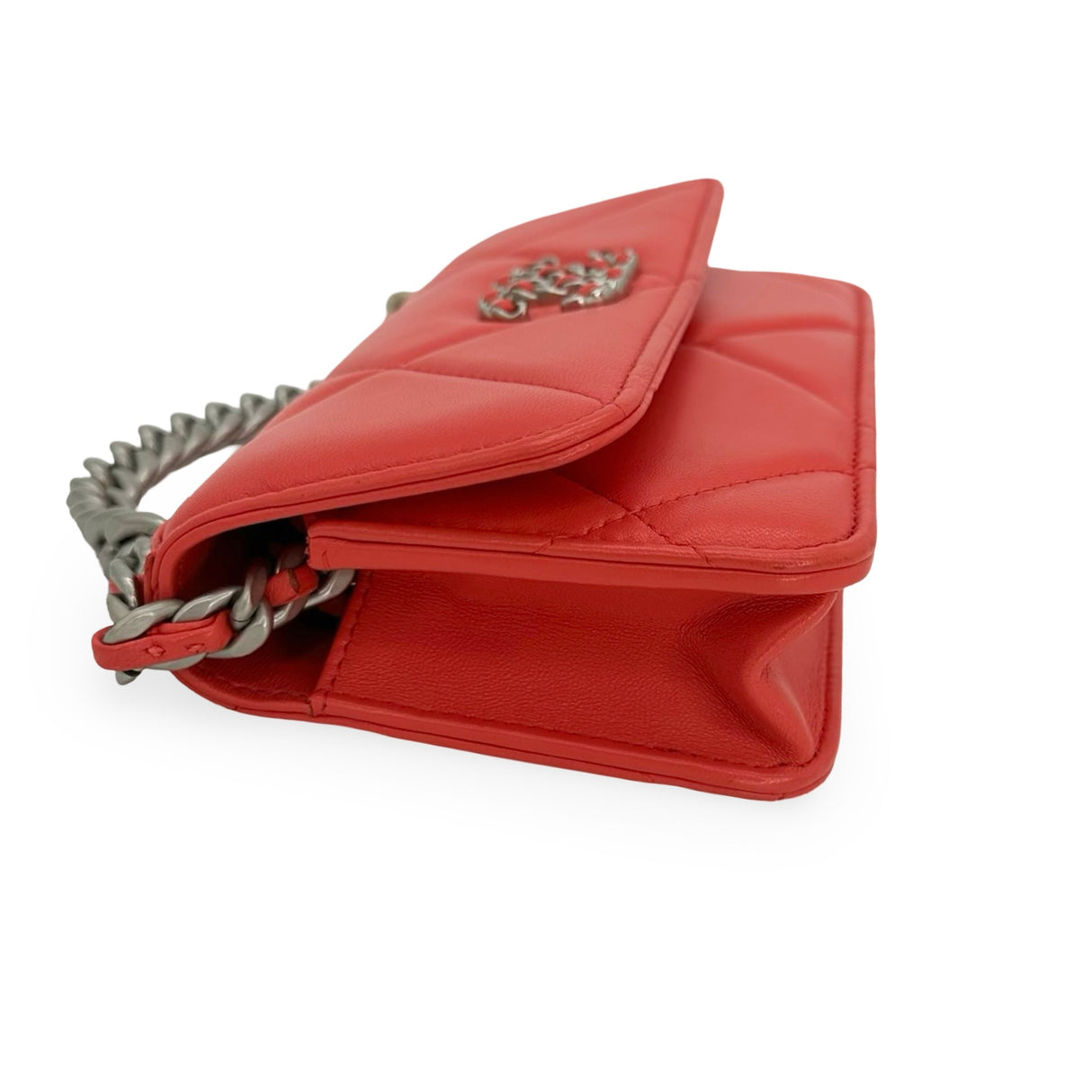 CHANEL: Quilted Lambskin Mini 19 Wallet on a Chain