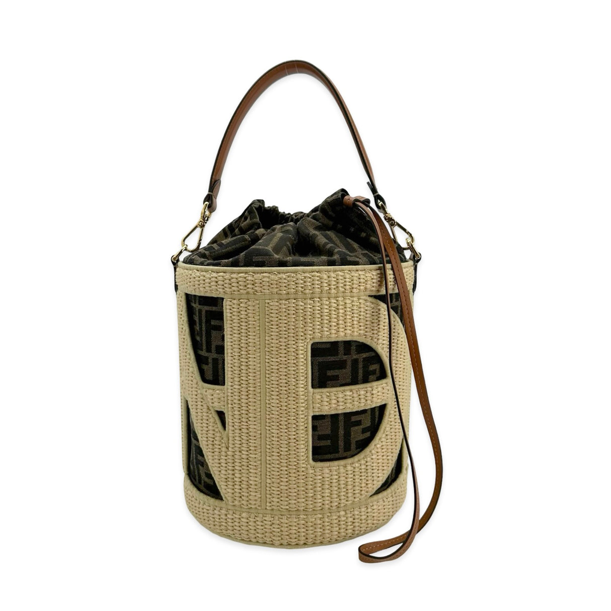 Zucca Raffia Step Out Medium Bucket Bag