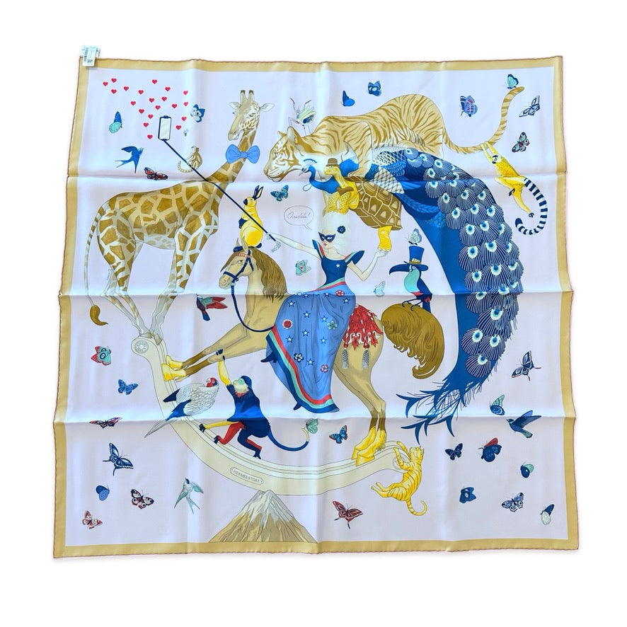 HERMES: Silk Ouistiti Story 90 Scarf