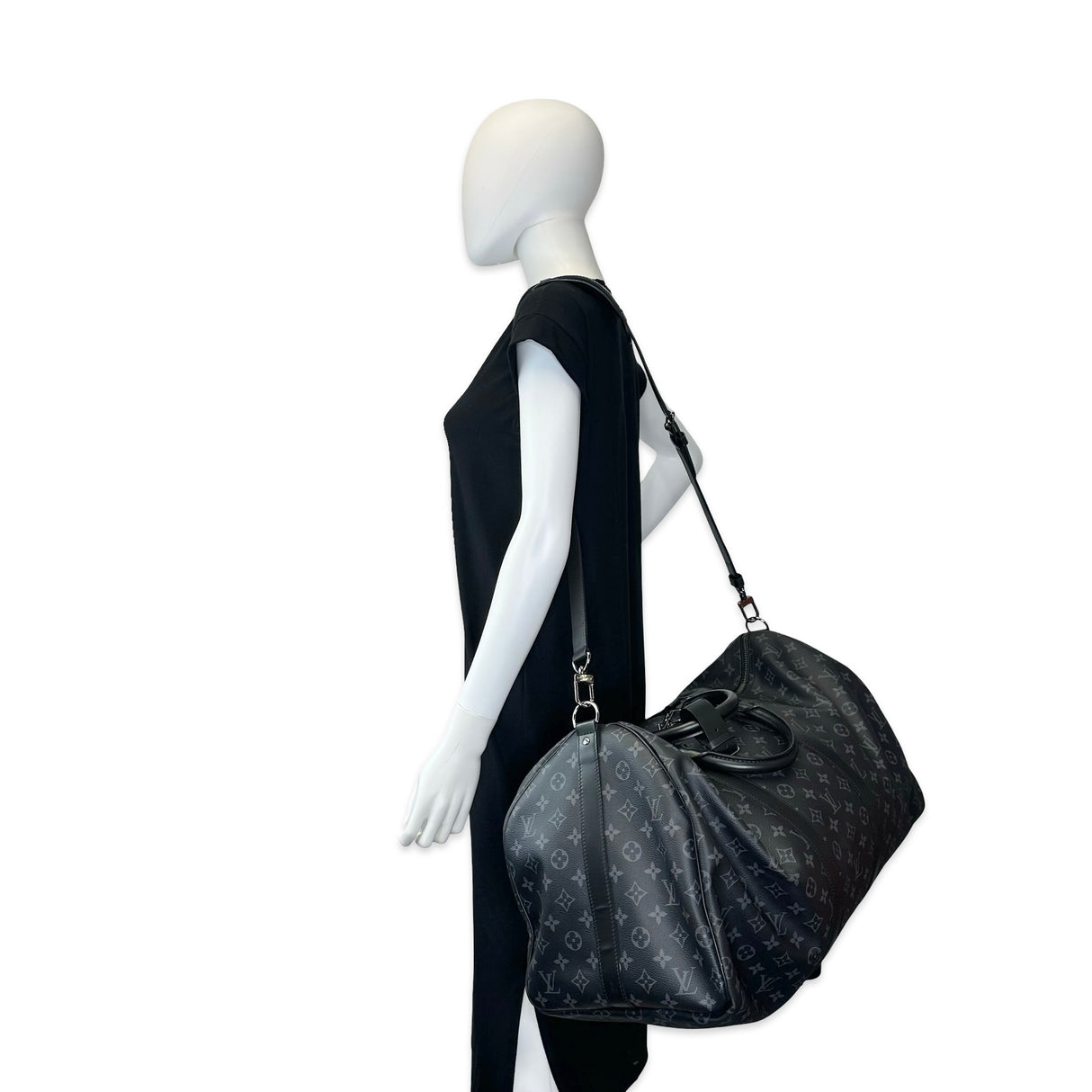 LOUIS VUITTON: Monogram Eclipse Keepall Bandouliere 55