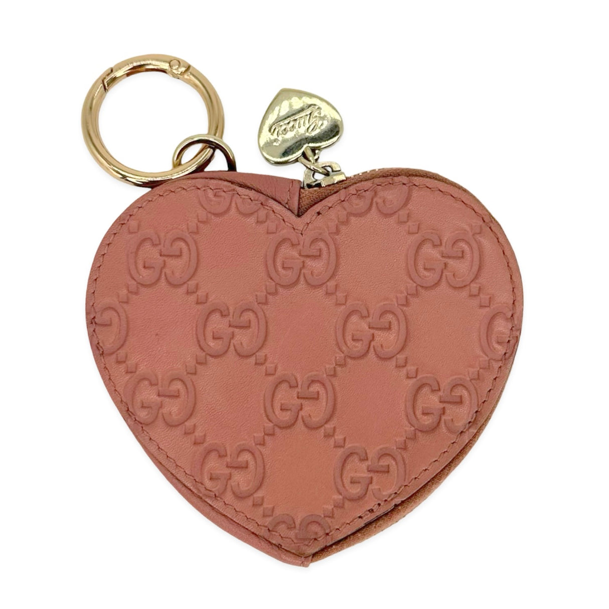 GUCCI: Microguccissima Heart Zip Coin Purse Key Pouch