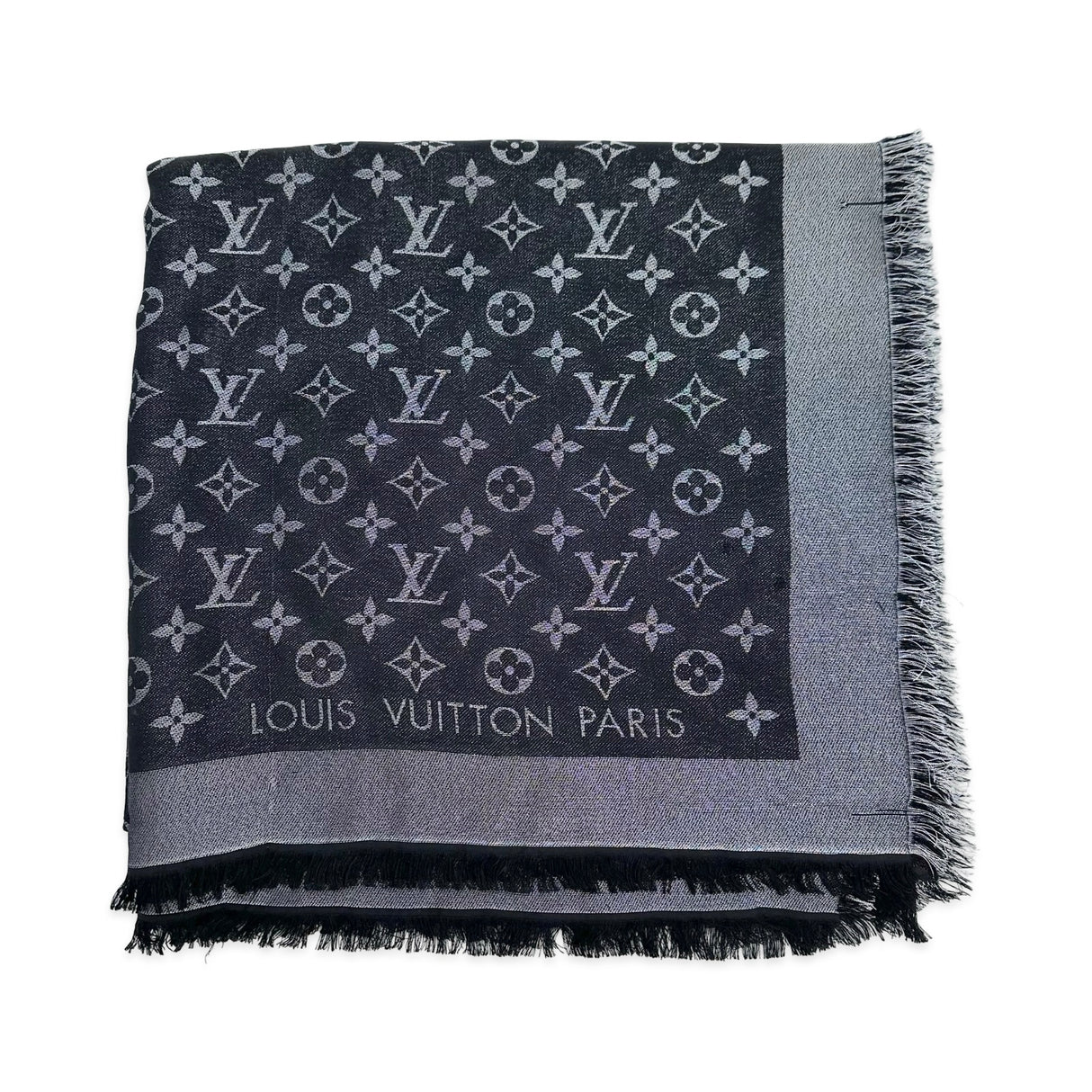 LOUIS VUITTON: Silk Wool Blend Monogram Classic Shine Shawl