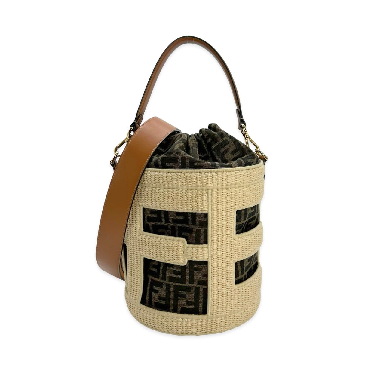 Zucca Raffia Step Out Medium Bucket Bag