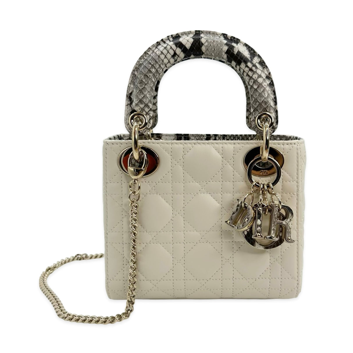 CHRISTIAN DIOR: Cannage Python Mini Lady Dior