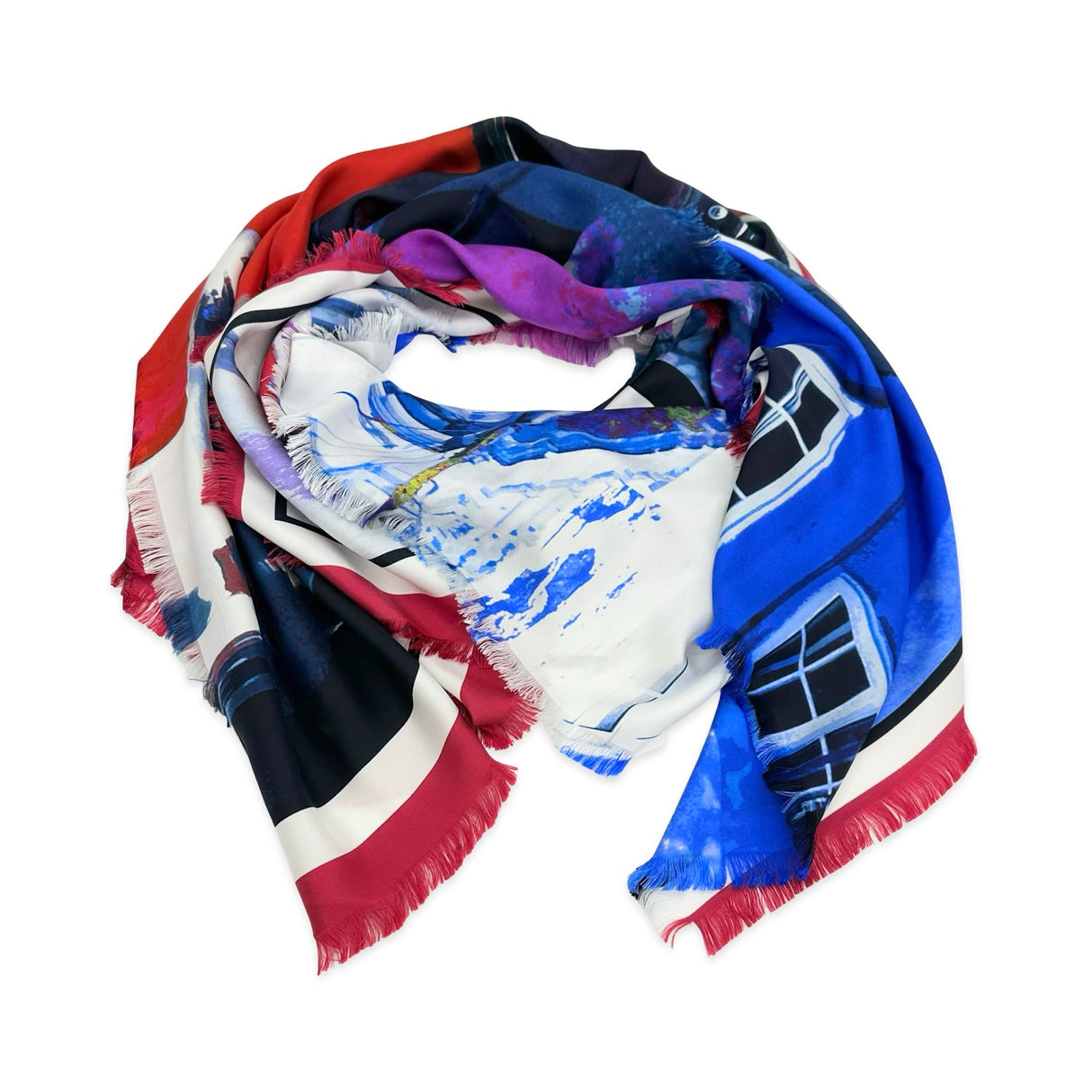 CHANEL: Silk Twill Paris-Cuba Cruise Large Scarf Shawl