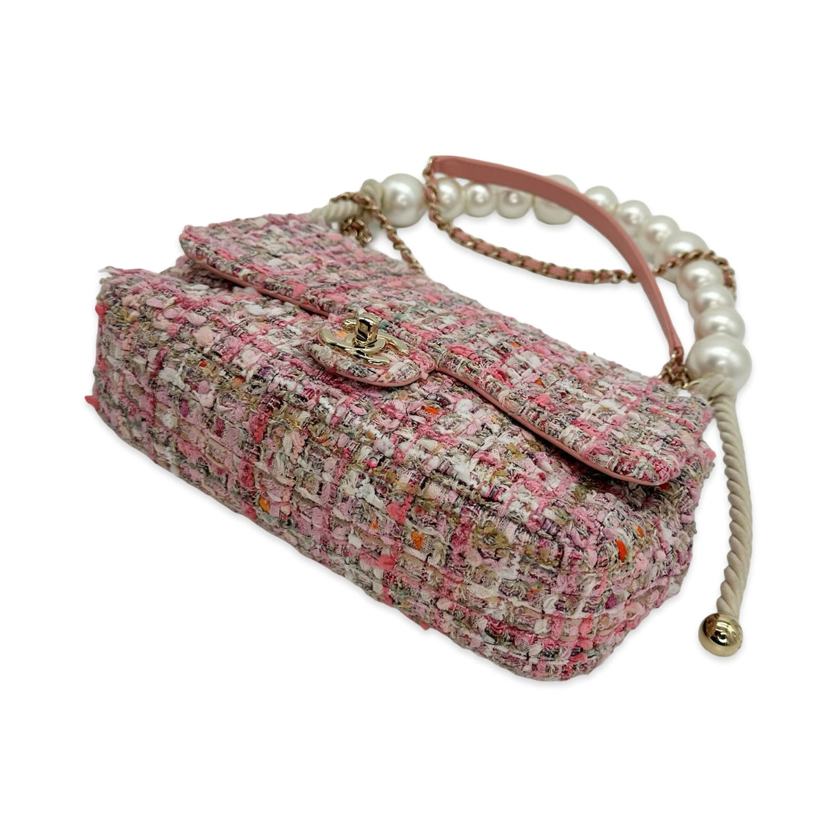 Tweed Pearl Handle Flap Bag