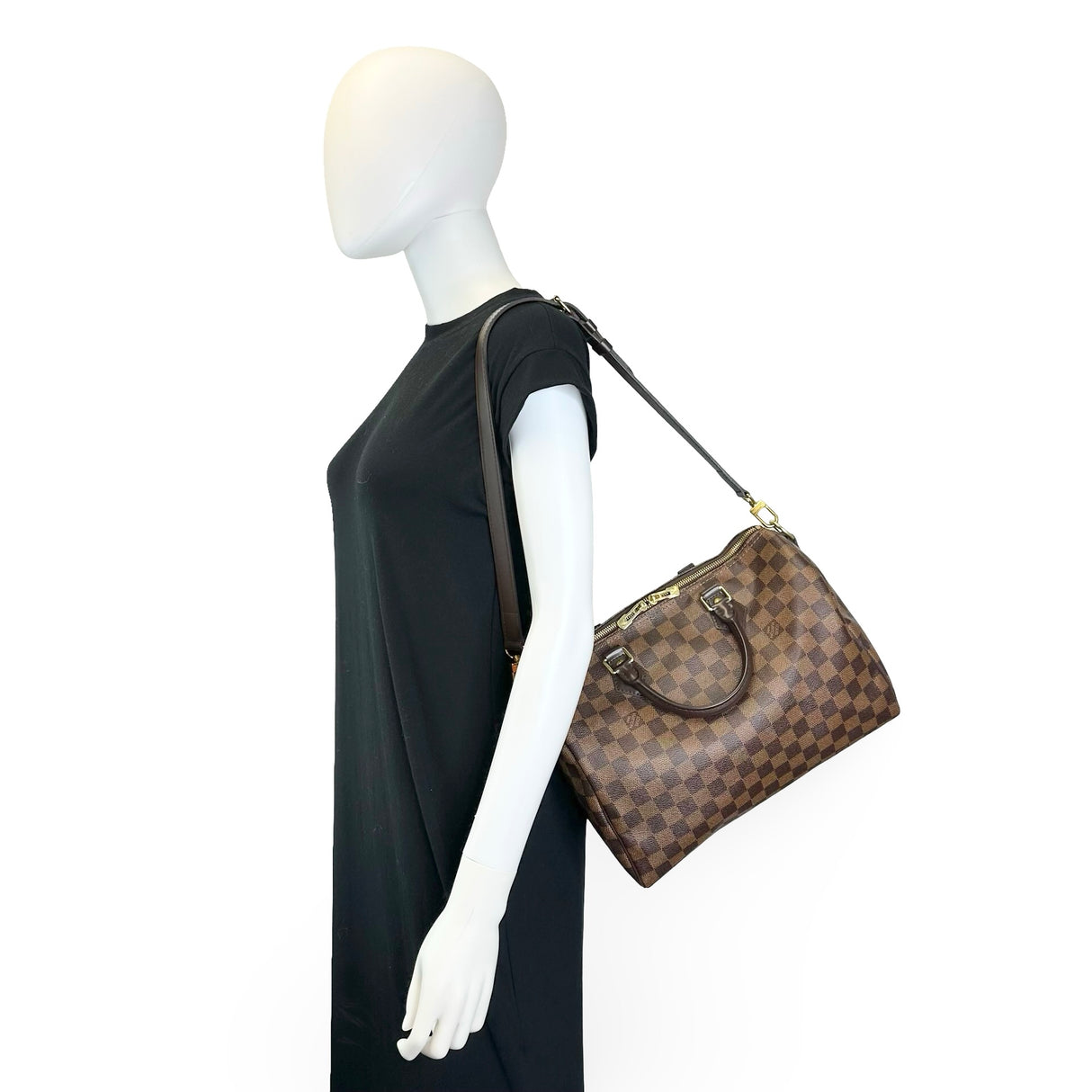 LOUIS VUITTON: Damier Ebene Speedy Bandouliere 30