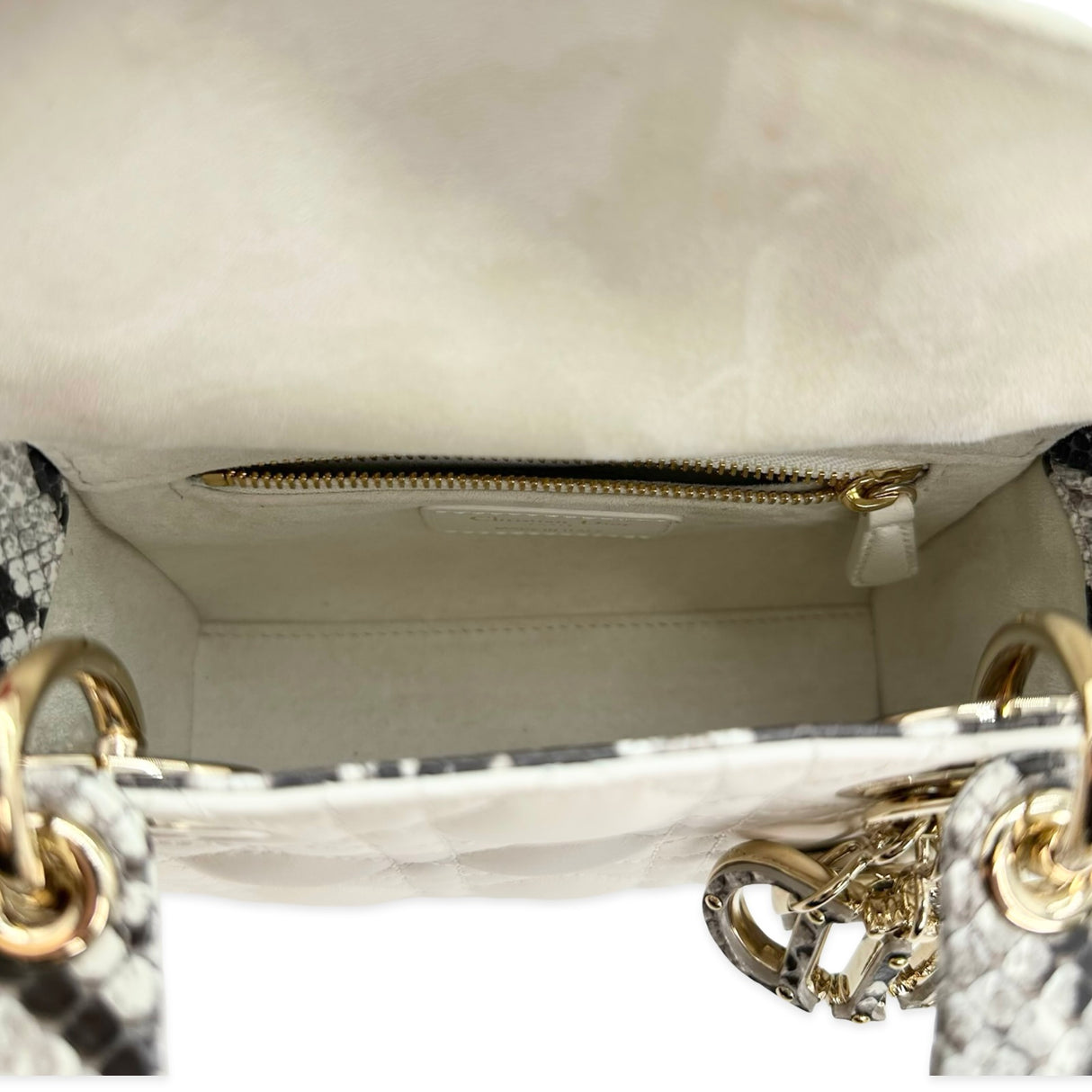 CHRISTIAN DIOR: Cannage Python Mini Lady Dior
