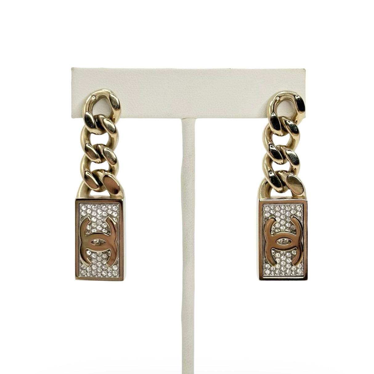 CHANEL: Chain Crystal CC Earrings