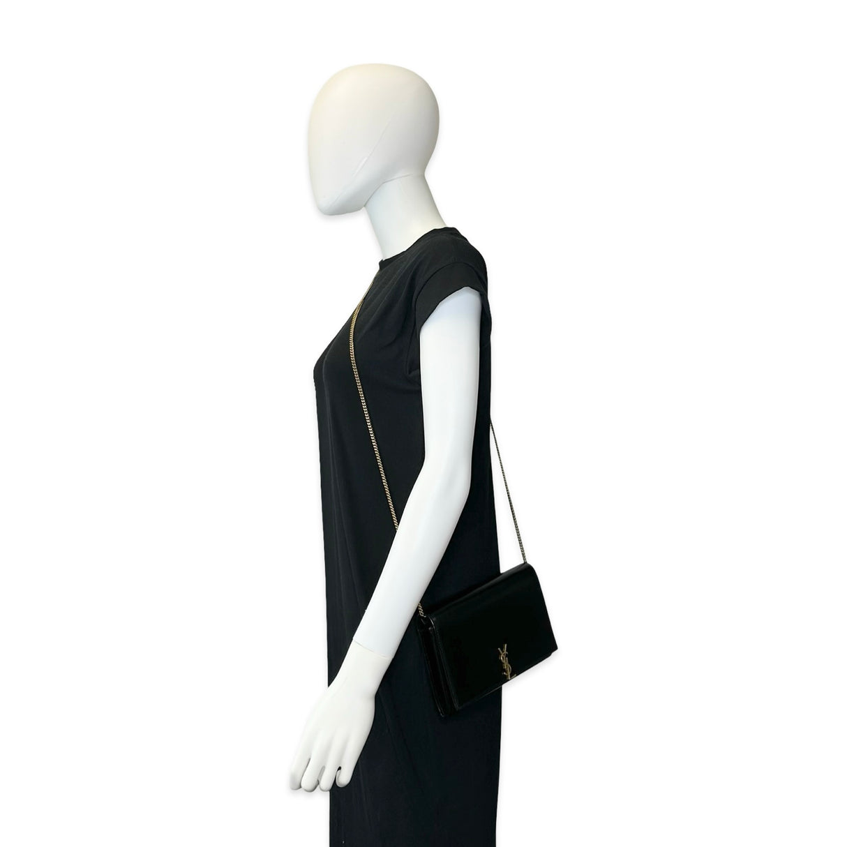 SAINT LAURENT: Leather Monogram Chain Wallet