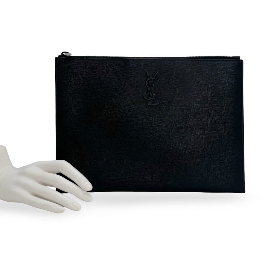 SAINT LAURENT: Grain de Poudre Large Zip Pouch