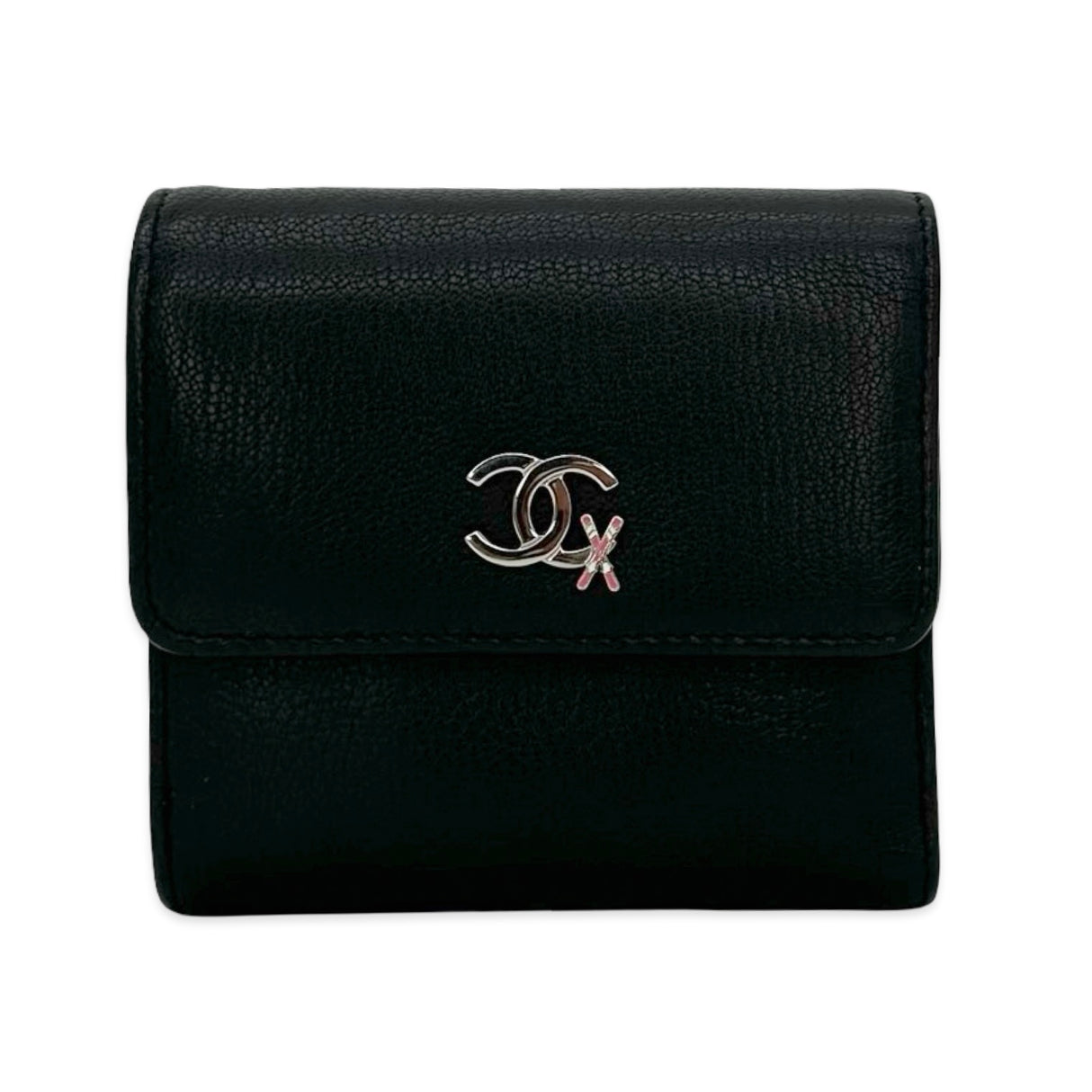 CHANEL: Leather Coco Mark Ski Compact Wallet