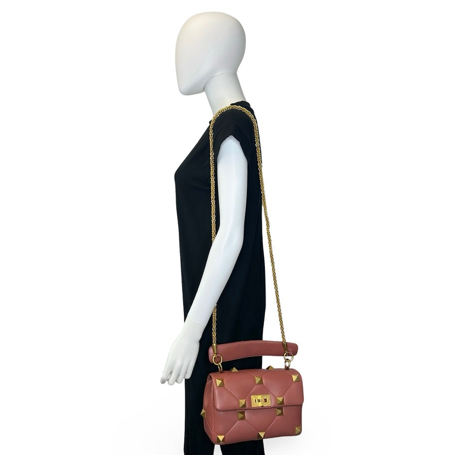 VALENTINO: Calfskin Small Roman Stud Chain Bag