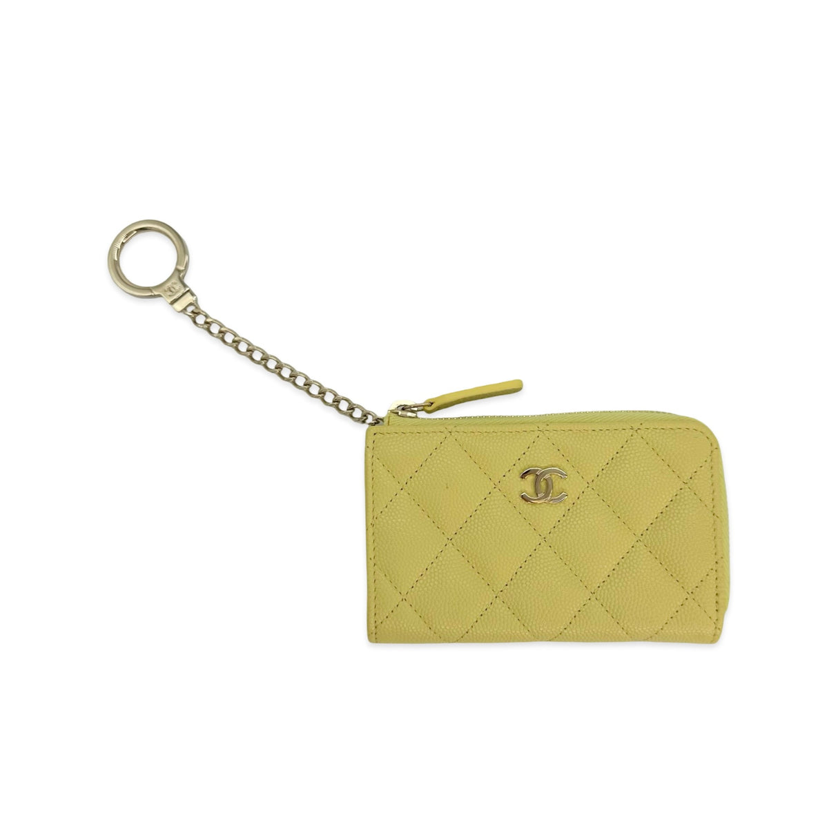 CHANEL: Quilted Caviar Classic Zipped Key Holder