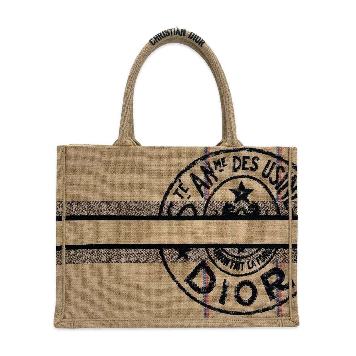 CHRISTIAN DIOR: Embroidered Jute Medium Book Tote