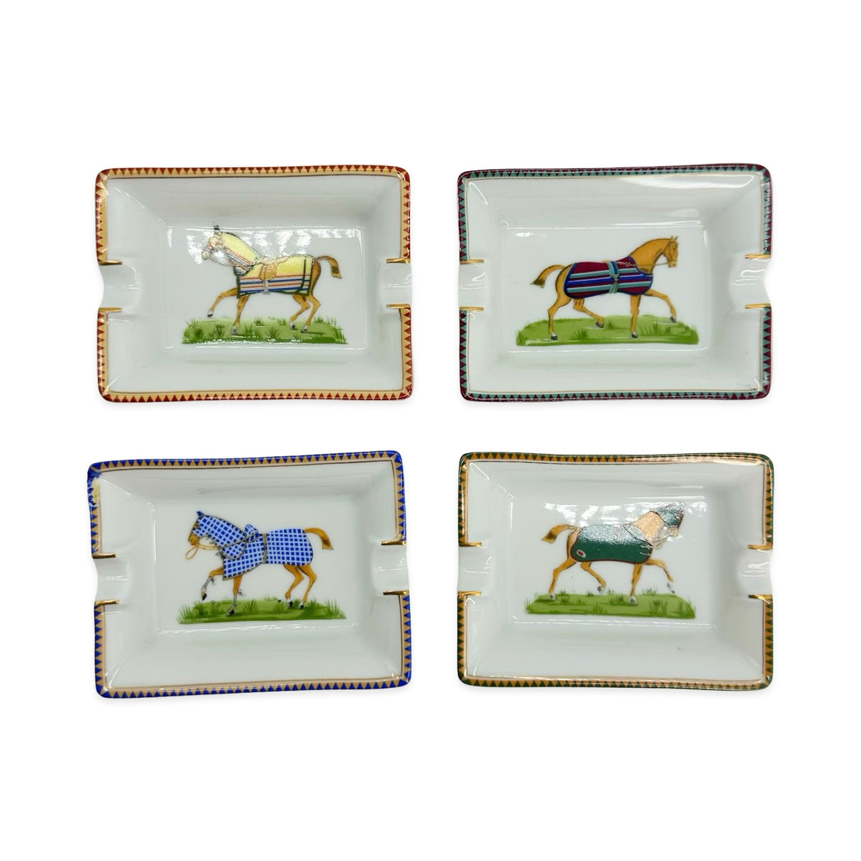 Porcelain Set of 4 Mini Ashtrays