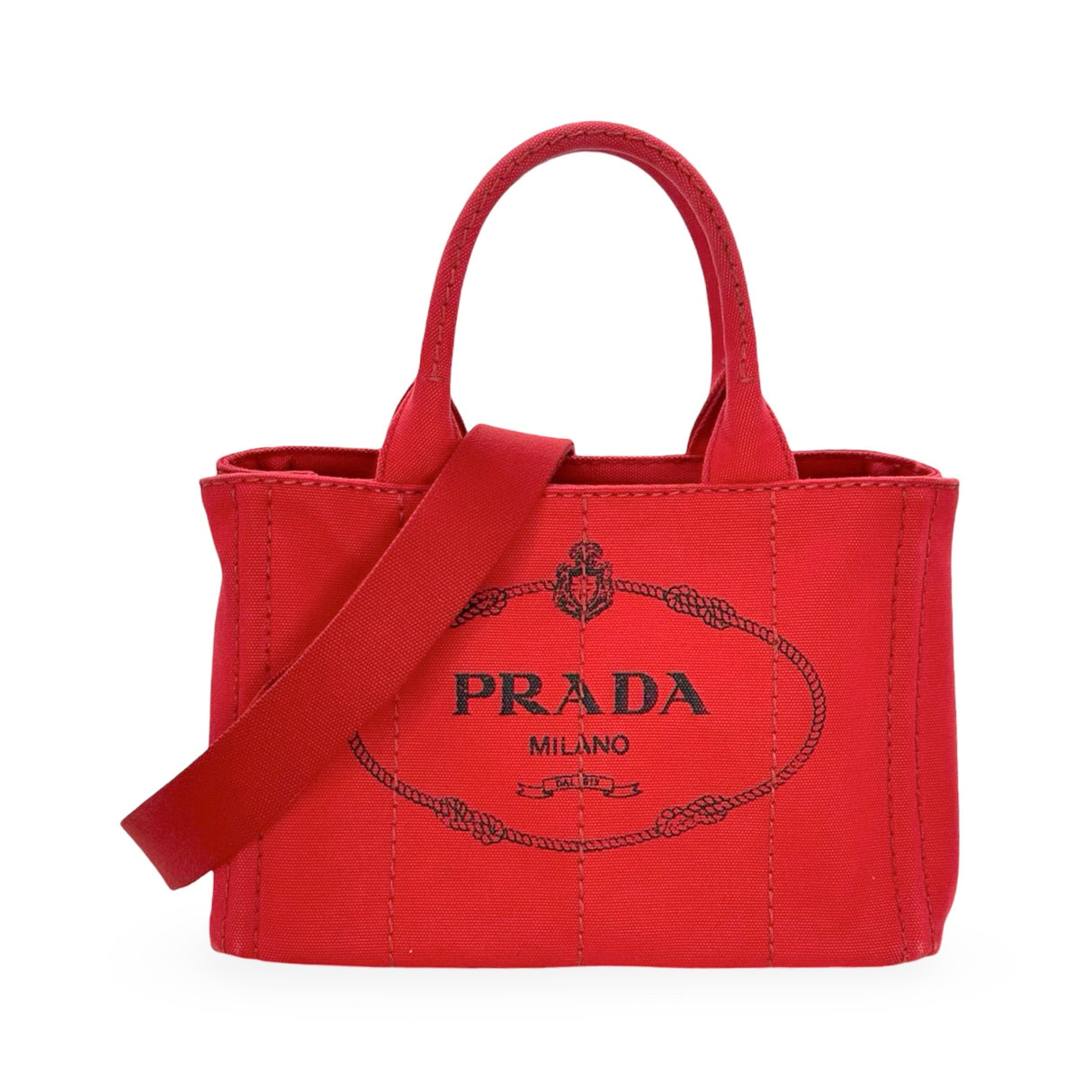 PRADA: Jacquard Canvas Canapa Small Tote