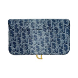Oblique Denim Saddle Pouch with Chain