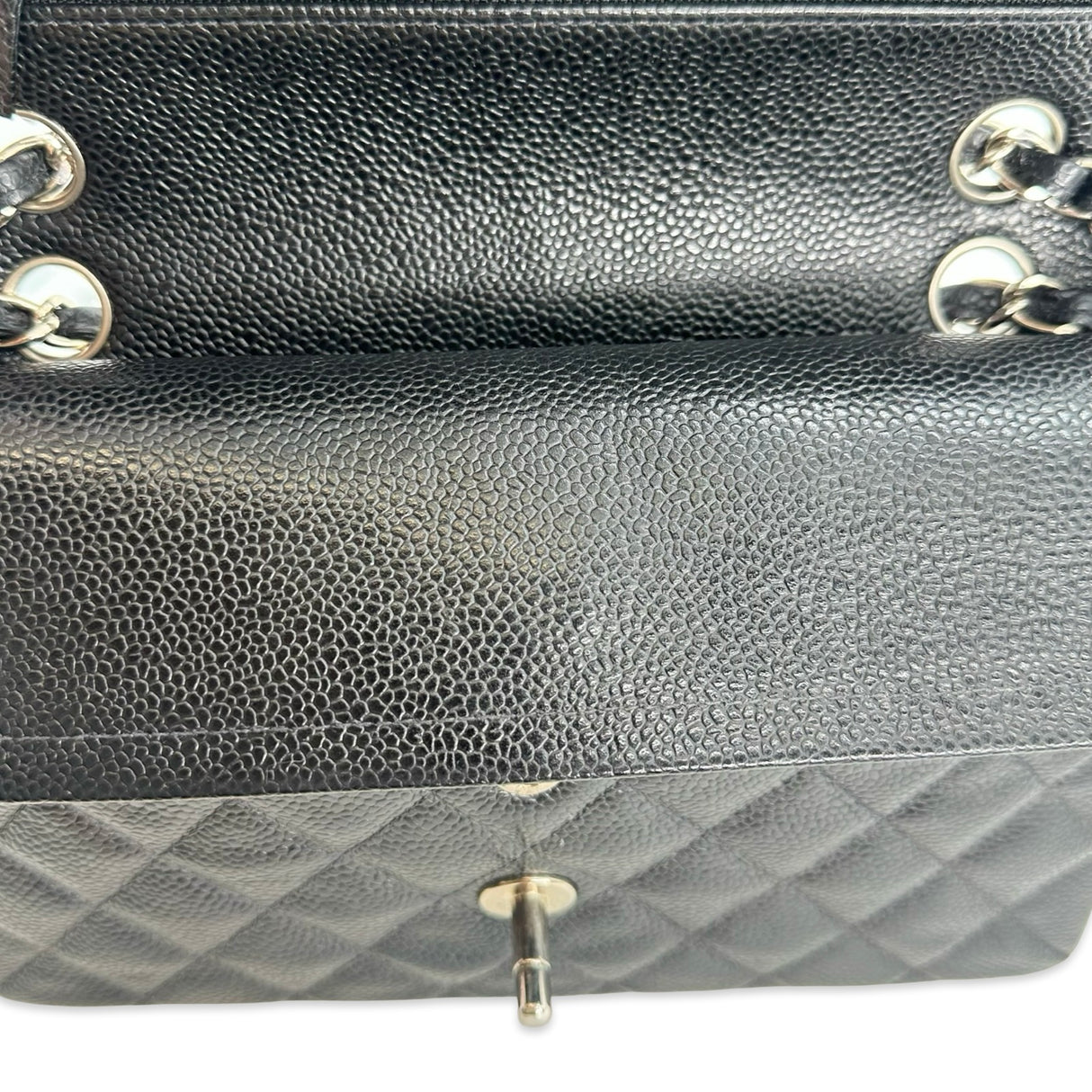 CHANEL: Quilted Caviar Small Classic Double Flap