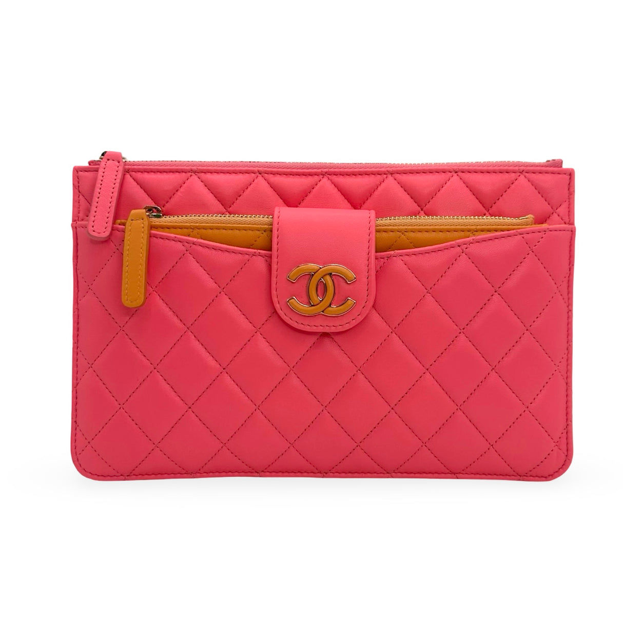 CHANEL: Quilted Lambskin Sunset Boulevard Pouch Case